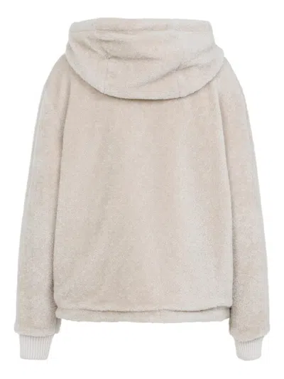 Moncler Teddy And Nylon Reversible Padded Hoodie Clothing In Neutral