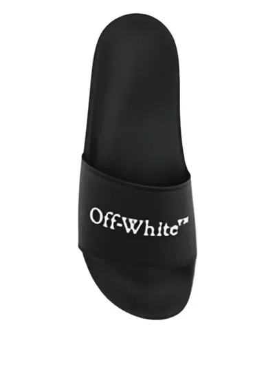 Off-white Bookish Open Toe Slip-on Slides In Black