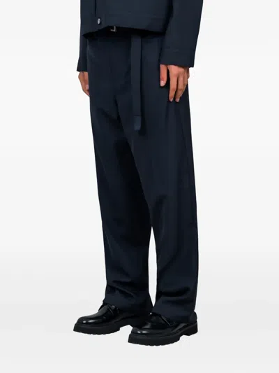 Sacai Pleated Belted Trousers In Blue