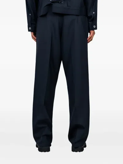 Sacai Pleated Belted Trousers In Blue