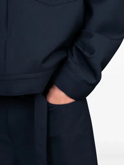 Sacai Pleated Belted Trousers In Blue