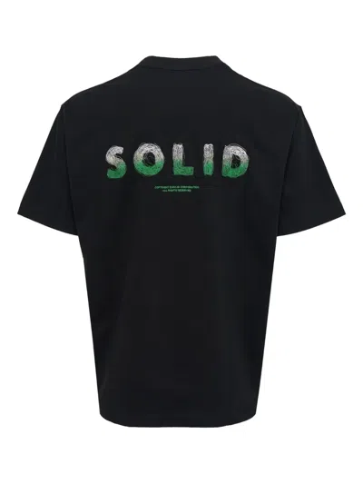 Solid Homme Logo-embroidered T-shirt In Black