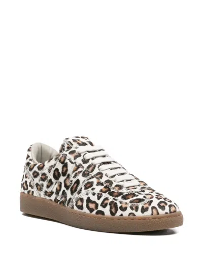 Msgm Leopard-print Calf-leather Sneakers In Neutral