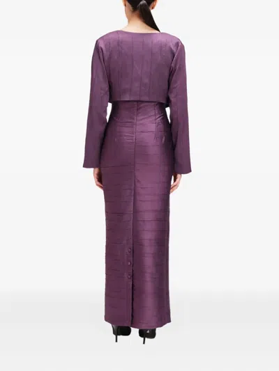 Baruni Feather-embellished Pleated Dress And Jacket Set In Multi