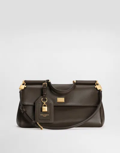 Dolce & Gabbana Brown Handbag With Key And Padlock Detail And Adjustable And Removable Shoulder Strap In Leather Wom In Brown