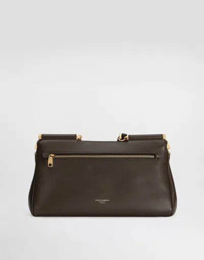 Dolce & Gabbana Brown Handbag With Key And Padlock Detail And Adjustable And Removable Shoulder Strap In Leather Wom In Brown