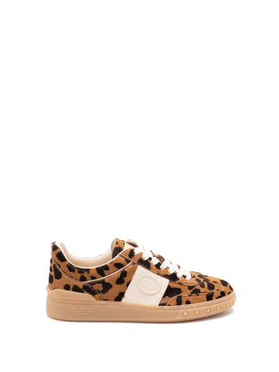 Valentino Garavani Upvillage Leopard Calf Hair Sneakers In Animal Print