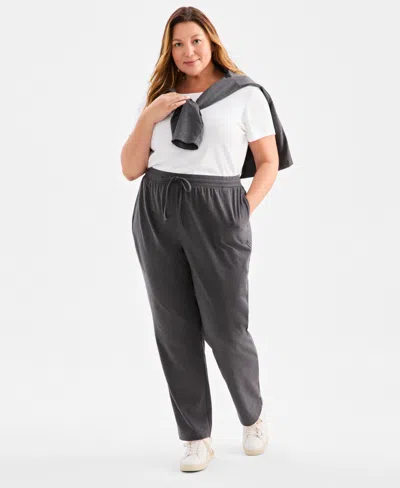Style & Co Plus Size Knit Pull-on Pants, Exclusively At Macy's In Gray