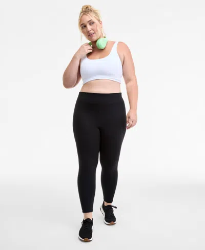 Id Ideology Plus Size Soft Flex High-rise Leggings, Macy's Exclusive In Black
