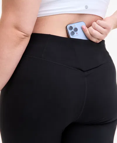 Id Ideology Plus Size Soft Flex High-rise Leggings, Macy's Exclusive In Black
