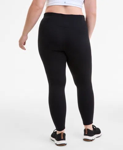 Id Ideology Plus Size Soft Flex High-rise Leggings, Macy's Exclusive In Black