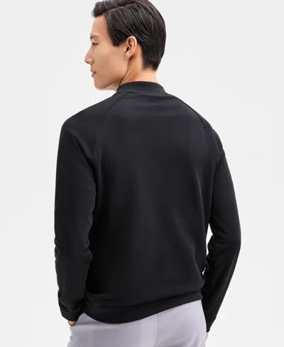 Alfani Men's Long Sleeve Textured Quarter-zip Sweater, Macy's Exclusive In Black