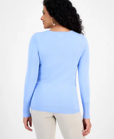 Jm Collection Petite Rivet-detail Sweater, Created For Macy's In Blue