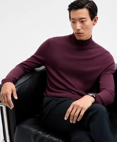Alfani Men's Merino Wool-blend Turtleneck Sweater, Created For Macy's In Purple