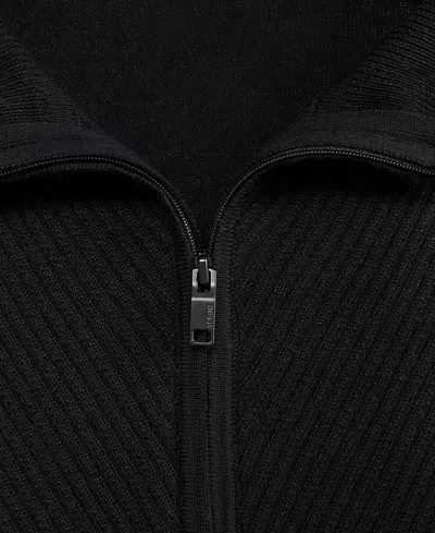 Alfani Men's Long Sleeve Textured Quarter-zip Sweater, Macy's Exclusive In Black