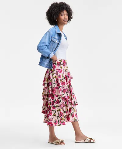 On 34th Women's Tiered Ruffle Midi Skirt, Macy's Exclusive In Pink