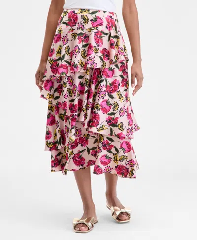 On 34th Women's Tiered Ruffle Midi Skirt, Macy's Exclusive In Pink