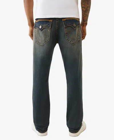 True Religion Ricky Super Flatlock Straight Fit Jeans In Greenland In Blue