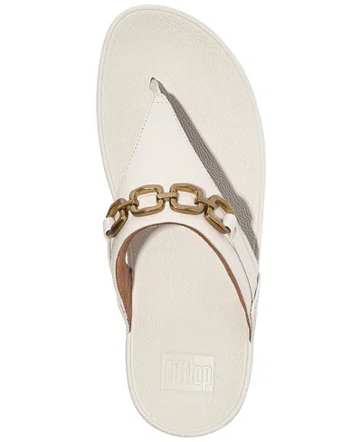 Fitflop Women's Lulu Square-chain Leather Toe-post Wedge Sandals In White