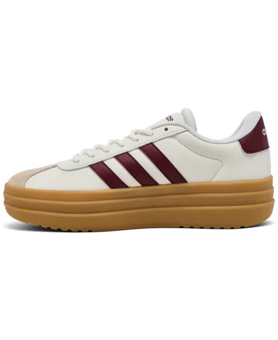 Adidas Originals Women's Vl Court Bold Sneaker In White/burg, Women's At Urban Outfitters In White