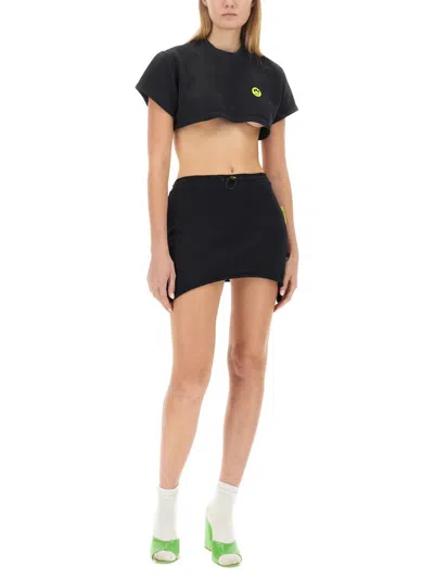 Barrow Drawstring-fastening Cotton Miniskirt In Black