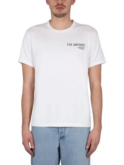 Fay Logo Print Jersey T-shirt In White