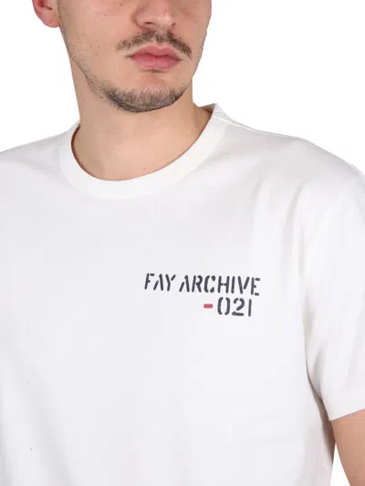 Fay Logo Print Jersey T-shirt In White