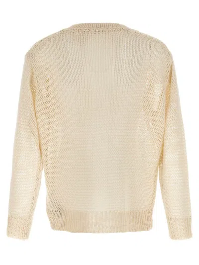 Jil Sander Silk Mesh Sweater With Crew Neck In Neutral