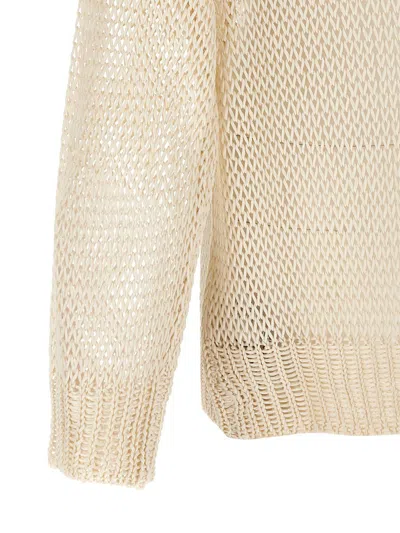 Jil Sander Silk Mesh Sweater With Crew Neck In Neutral