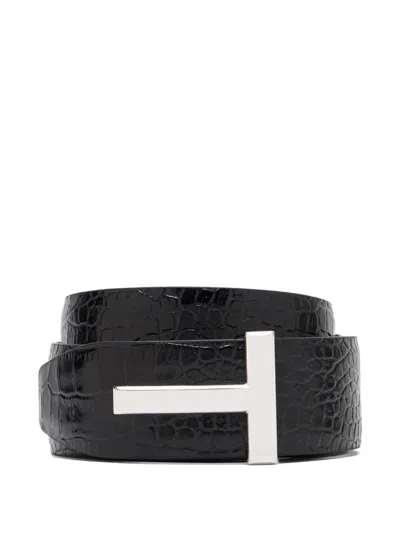 Tom Ford T Buckle Reversible Belt In Blue