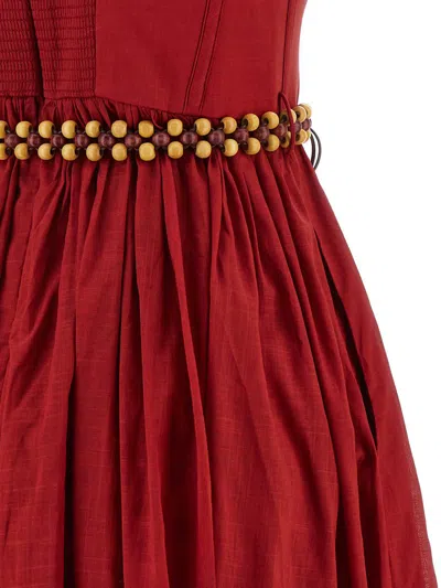 Zimmermann Rhiannon Cotton Corset Midi Dress In Red