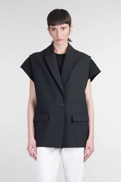 Iro Notched Lapels Wool Blend Jacket In Black