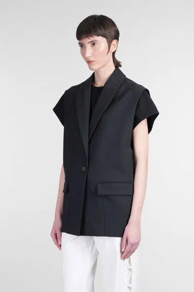 Iro Notched Lapels Wool Blend Jacket In Black