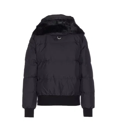 Moose Knuckles Puffy Black Jacket With High Collar In Black