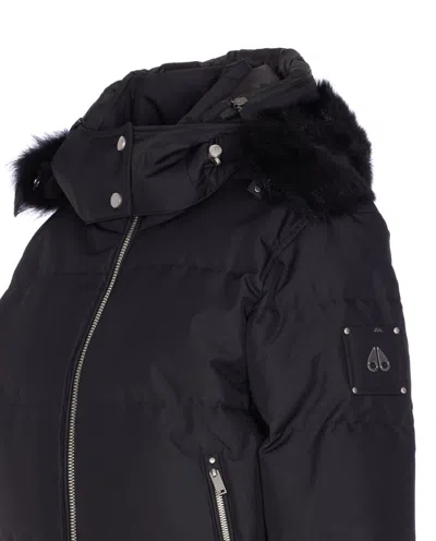 Moose Knuckles Puffy Black Jacket With High Collar In Black
