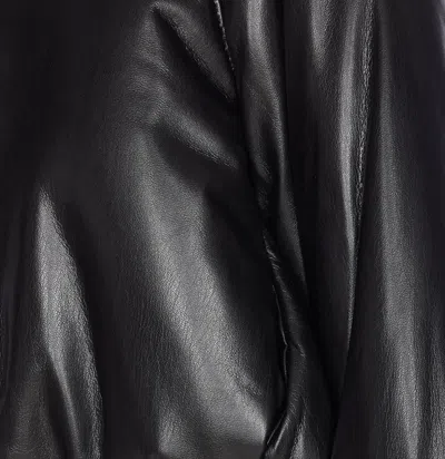 Pinko Black Cropped Bomber Jacket With Front Zip Closure In Ecoleather Woman In Black