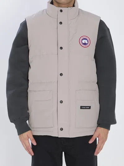 Canada Goose Mens Freestyle Padded Slim-fit Shell-down Gilet Limestone In Gray