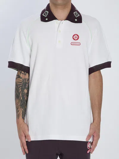 Casablanca Oversized Polo Shirt Featuring Pointed Collar In White