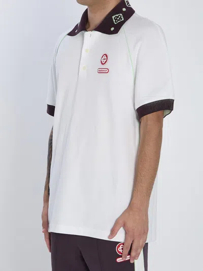 Casablanca Oversized Polo Shirt Featuring Pointed Collar In White
