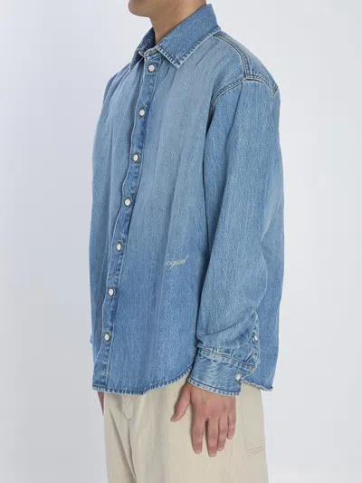 Jacquemus La Chemise De-nimes Simon With Embroidered Logo Clothing In Blue