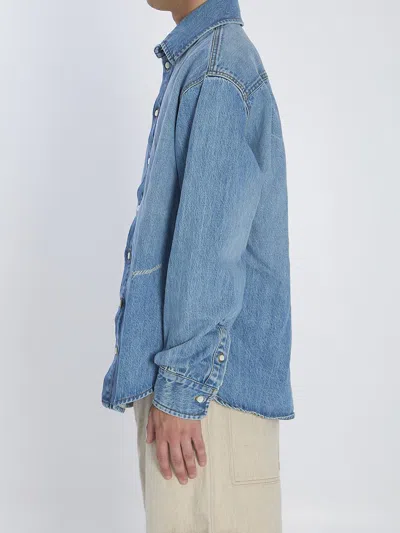 Jacquemus La Chemise De-nimes Simon With Embroidered Logo Clothing In Blue