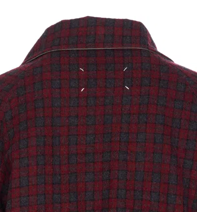 Maison Margiela Checkered Pattern Long Sleeve Jacket In Brown