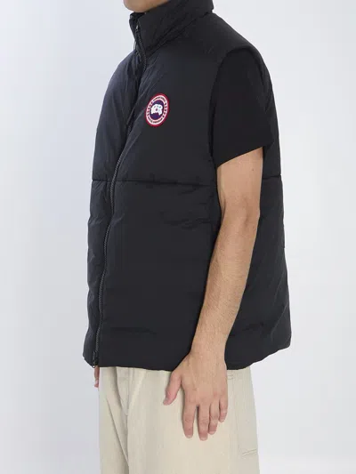 Canada Goose Quilted Sleeveless High Collar Vest In Black