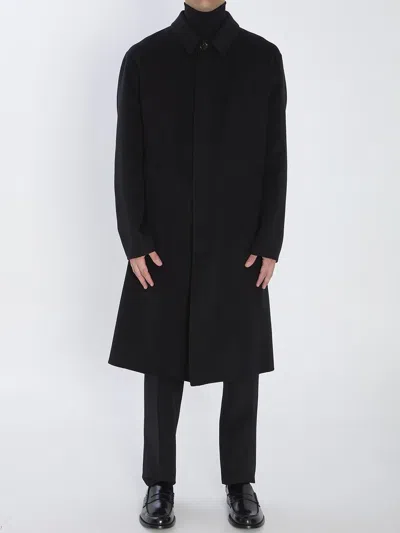 Lardini Collared Wool Coat Featuring Side Pockets In Black