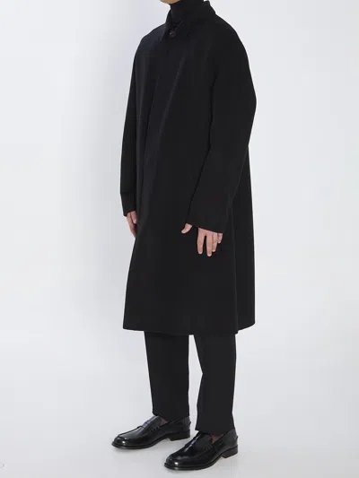Lardini Collared Wool Coat Featuring Side Pockets In Black