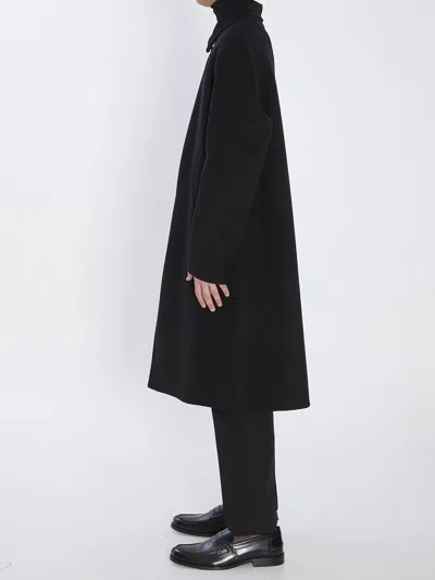 Lardini Collared Wool Coat Featuring Side Pockets In Black