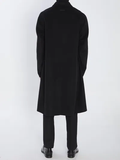 Lardini Collared Wool Coat Featuring Side Pockets In Black