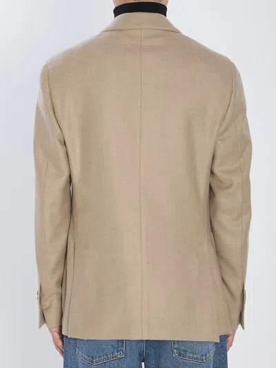 Lardini Cashmere Jacket Featuring Buttoned Cuffs In Brown