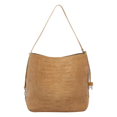 Hogan Suede Hobo Tote Adjustable Shoulder Strap In Nude