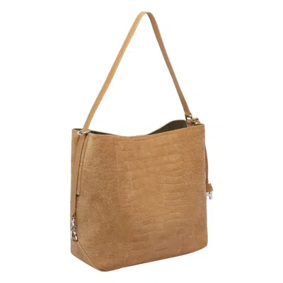 Hogan Suede Hobo Tote Adjustable Shoulder Strap In Nude